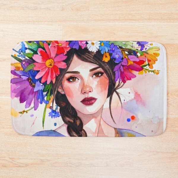 Item preview, Girl with a flower wreath - watercolor painting designed and sold by Ana-wis.