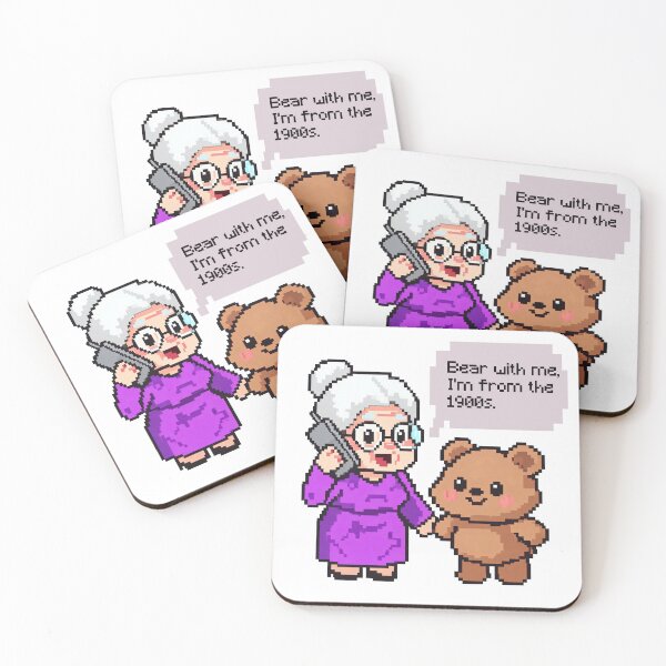 Item preview, Bear With Me - Cute Pixel Grandma "I'm From The 1900s" Retro Meme Design designed and sold by PixelFishie.