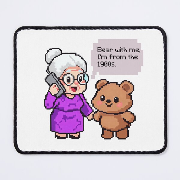 Item preview, Bear With Me - Cute Pixel Grandma "I'm From The 1900s" Retro Meme Design designed and sold by PixelFishie.