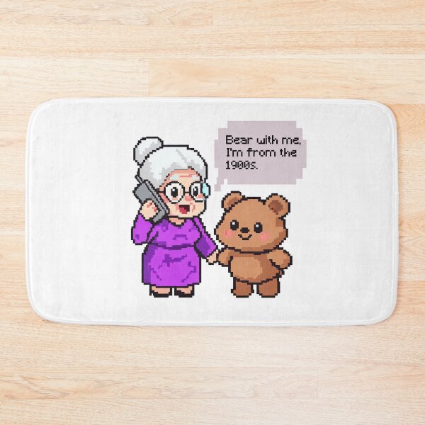 Item preview, Bear With Me - Cute Pixel Grandma "I'm From The 1900s" Retro Meme Design designed and sold by PixelFishie.