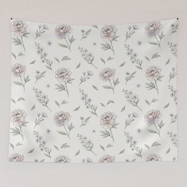 Item preview, Minimal Botanical Line Art Watercolor Floral Seamless Pattern designed and sold by Inkworksbyshery.