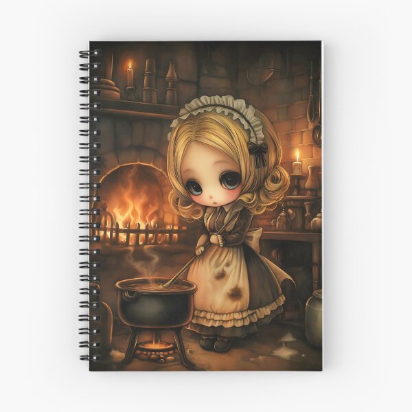 Item preview, Grimm Chibi Cinderella in Sooty Kitchen – Dark Fairytale Gothic Cute Art designed and sold by InkAndGloom.