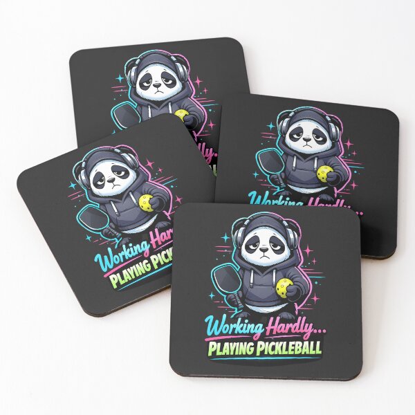 Item preview, Working Hardly Playing Pickleball Panda Neon Lo-fi Art designed and sold by Xemora.