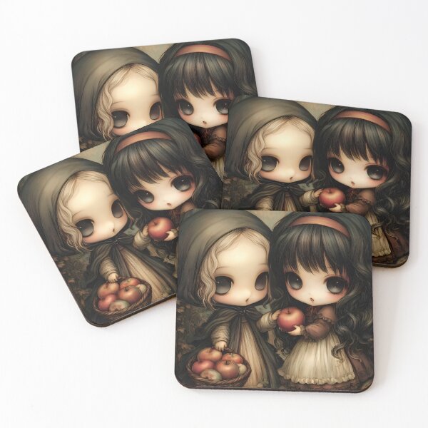 Item preview, Grimm Chibi Snow White and Evil Hag – Dark Gothic Fairytale Princess Art designed and sold by InkAndGloom.