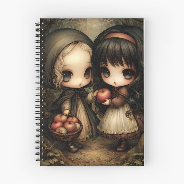 Item preview, Grimm Chibi Snow White and Evil Hag – Dark Gothic Fairytale Princess Art designed and sold by InkAndGloom.