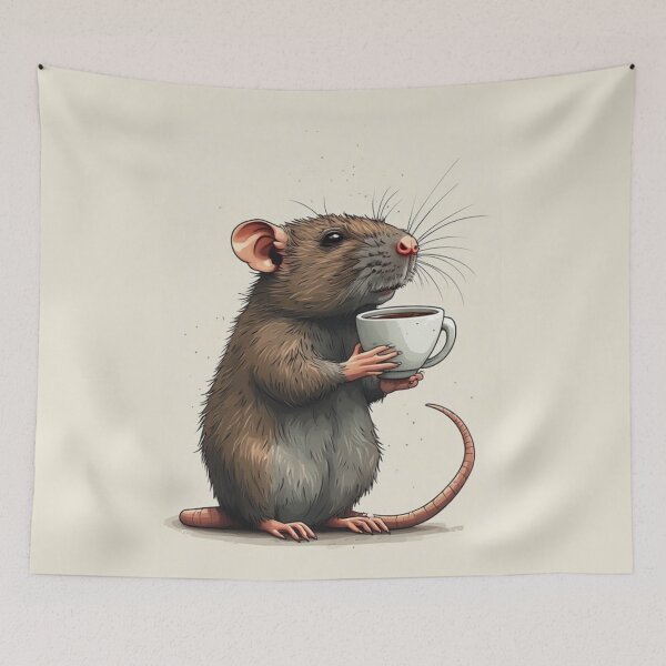 Item preview, rat drinking coffe designed and sold by vinniespeer.