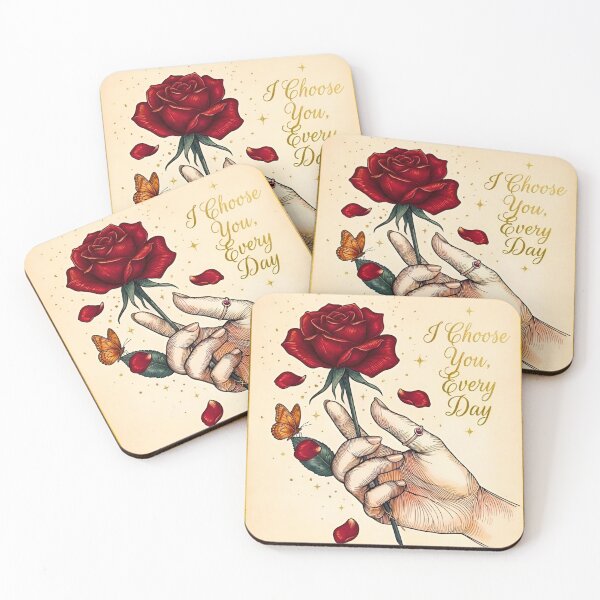 Item preview,  I Choose You Every Day Vintage Rose Hand Butterfly Romantic Line Art designed and sold by Good Vibes .