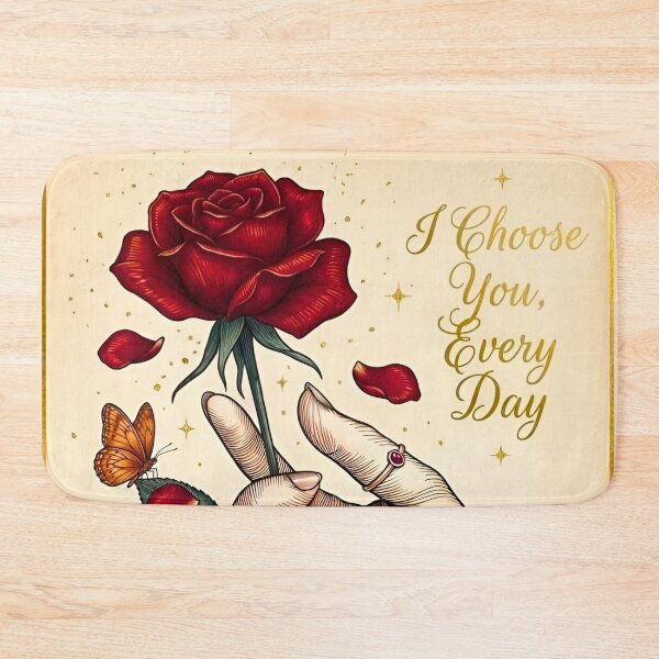 Item preview,  I Choose You Every Day Vintage Rose Hand Butterfly Romantic Line Art designed and sold by Good Vibes .