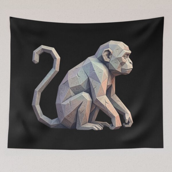 Item preview, Stone Monkey Sculpture – Geometric Minimalist Art for the Home designed and sold by bsbd-action.