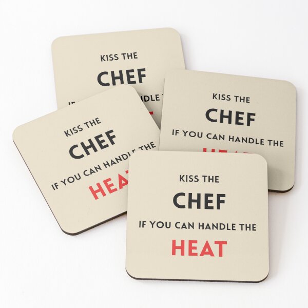 Item preview, Kiss The Chef If You Can Handle The Heat Stickers Prints Posters Wall Art Magnet Home Coffee Cup Decoration TShirt Stationary Notebook Magnet Hat Kitchen Work School Office Redbubble Shop designed and sold by Saritas Boutique Shop.