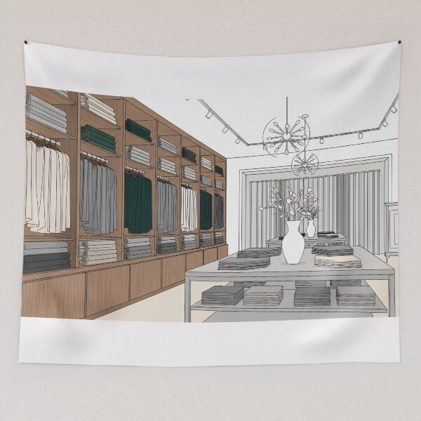Item preview, Minimalist Boutique Interior Line Art Scene designed and sold by PixorStudio.