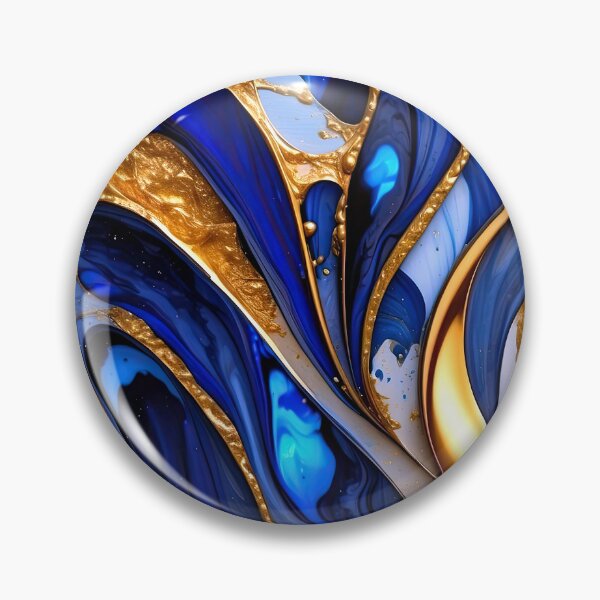 Item preview, Vibrant Blue And Golden (Faux) Marbled Art Abstract  designed and sold by DEC02.