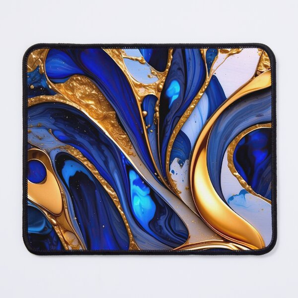 Item preview, Vibrant Blue And Golden (Faux) Marbled Art Abstract  designed and sold by DEC02.