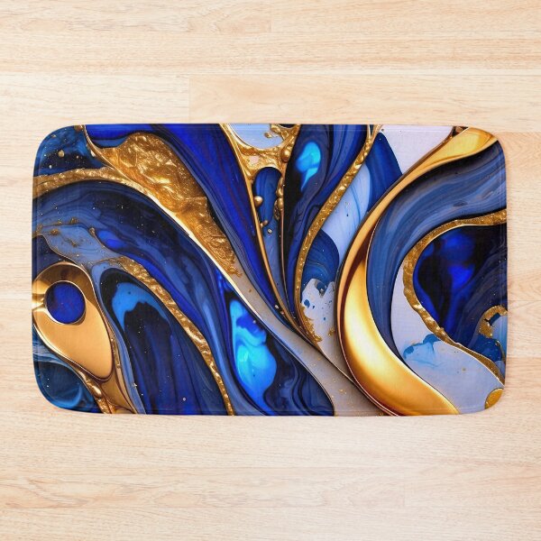 Item preview, Vibrant Blue And Golden (Faux) Marbled Art Abstract  designed and sold by DEC02.