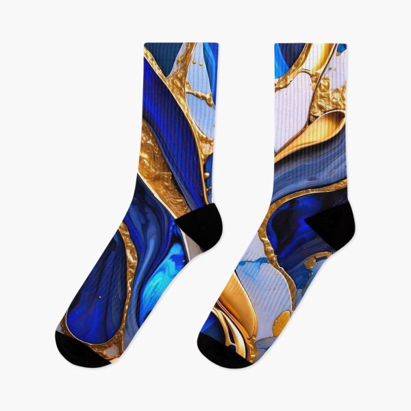 Item preview, Vibrant Blue And Golden (Faux) Marbled Art Abstract  designed and sold by DEC02.