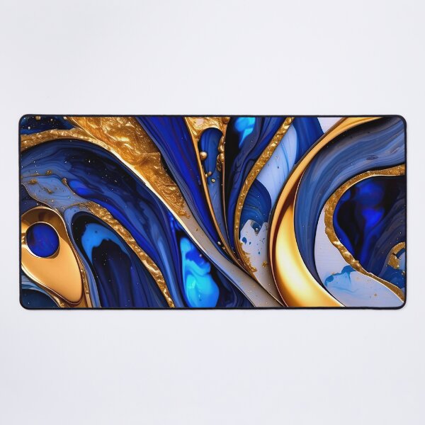 Item preview, Vibrant Blue And Golden (Faux) Marbled Art Abstract  designed and sold by DEC02.