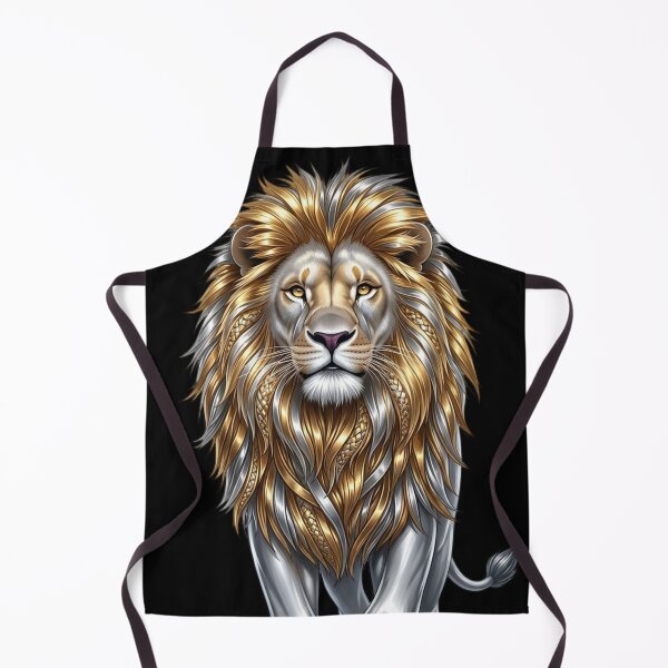 Item preview, Majestic Golden Lion - Regal Silver Metallic King of the Jungle Illustration designed and sold by Golden Threads Studio.