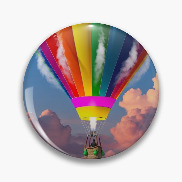 Item preview, Rainbow Hot Air Balloon Above Sunset Clouds designed and sold by PixorStudio.