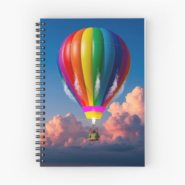 Item preview, Rainbow Hot Air Balloon Above Sunset Clouds designed and sold by PixorStudio.