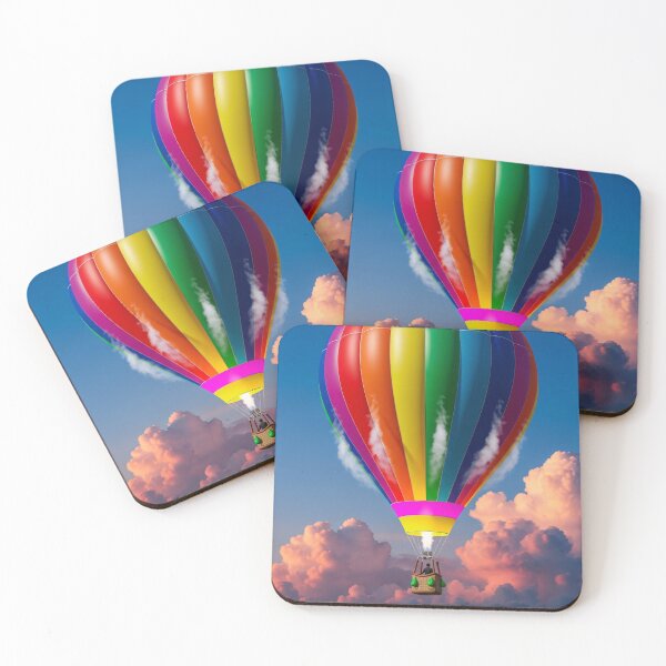Item preview, Rainbow Hot Air Balloon Above Sunset Clouds designed and sold by PixorStudio.