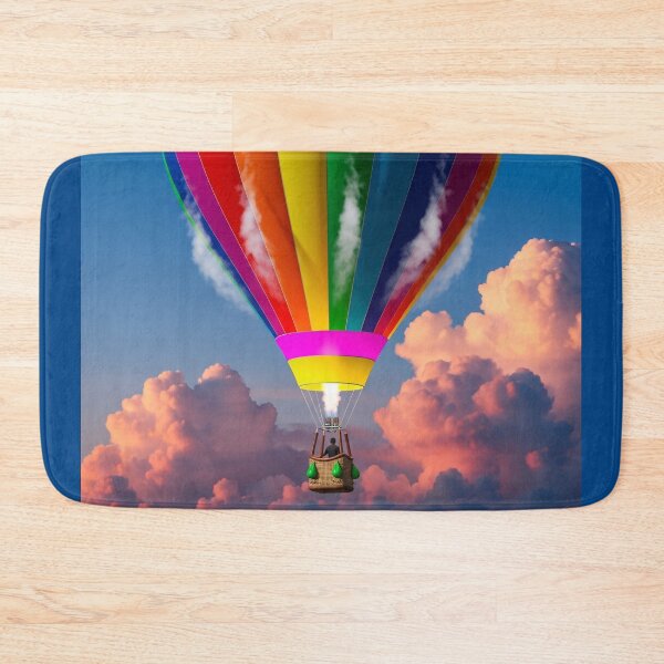 Item preview, Rainbow Hot Air Balloon Above Sunset Clouds designed and sold by PixorStudio.