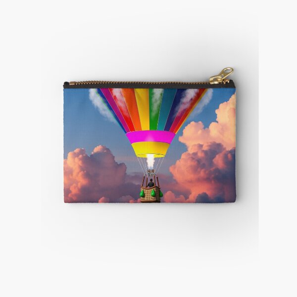 Item preview, Rainbow Hot Air Balloon Above Sunset Clouds designed and sold by PixorStudio.