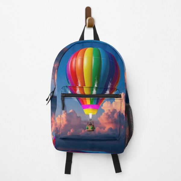 Item preview, Rainbow Hot Air Balloon Above Sunset Clouds designed and sold by PixorStudio.