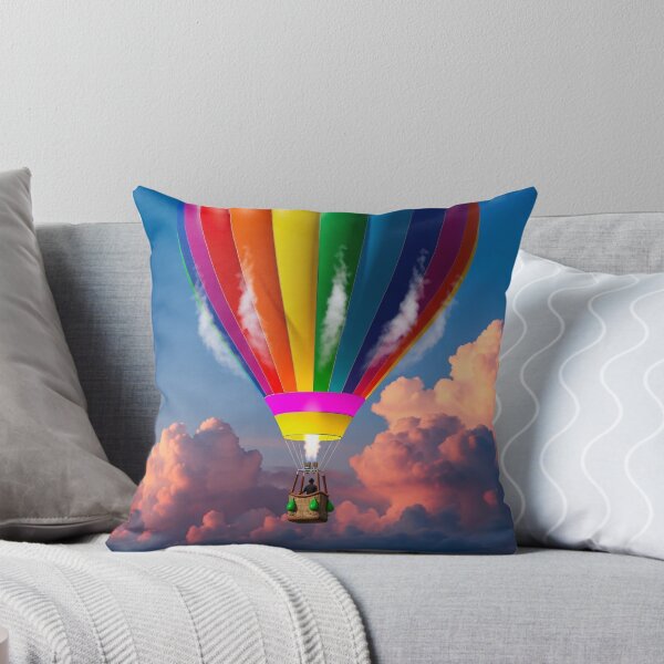 Item preview, Rainbow Hot Air Balloon Above Sunset Clouds designed and sold by PixorStudio.