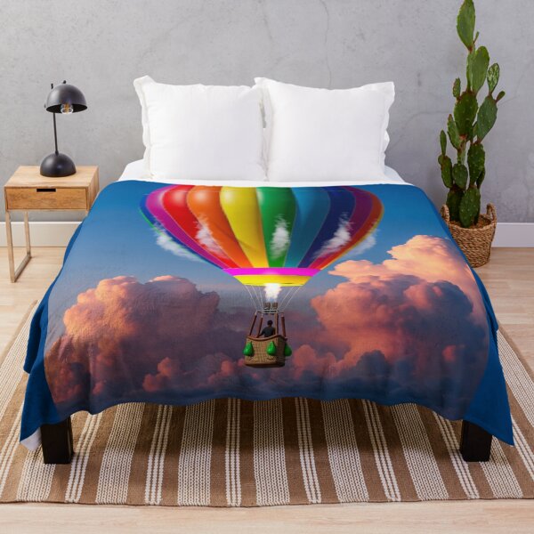 Item preview, Rainbow Hot Air Balloon Above Sunset Clouds designed and sold by PixorStudio.