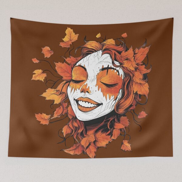 Item preview, Halloween 7 - Smiling Autumn Spirit Leaf Portrait designed and sold by NikaNavi.
