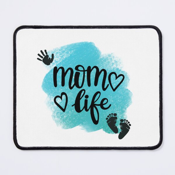 Item preview, Mom Life with Hand & Footprints & Teal Background designed and sold by jeweleddesigns.