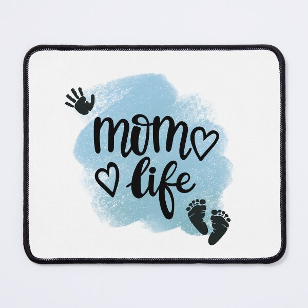 Item preview, Mom Life with Hand & Footprints & Blue-gray Background designed and sold by jeweleddesigns.