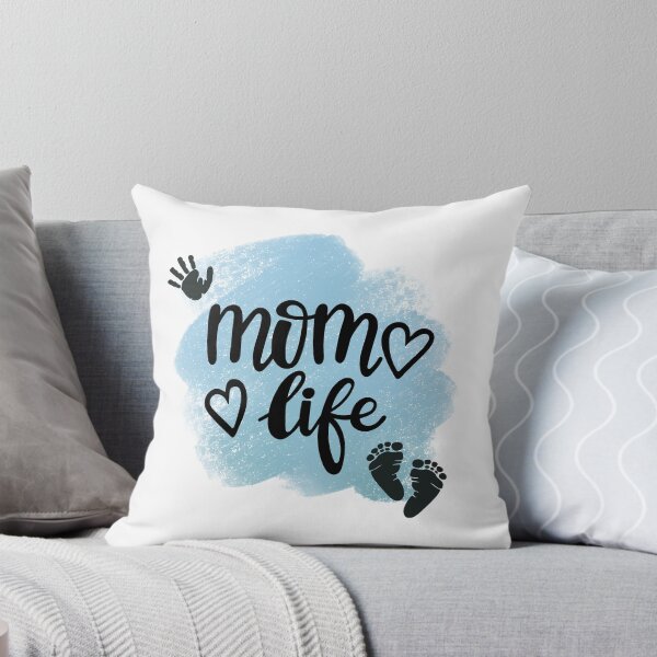 Item preview, Mom Life with Hand & Footprints & Blue-gray Background designed and sold by jeweleddesigns.