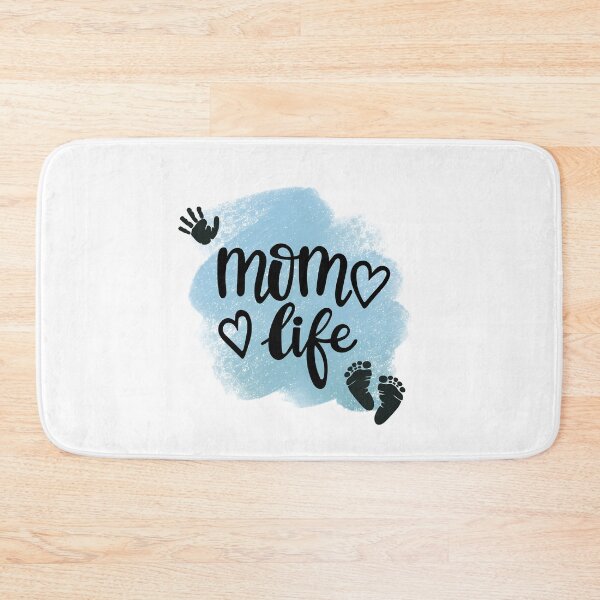 Item preview, Mom Life with Hand & Footprints & Blue-gray Background designed and sold by JeweledDesigns.