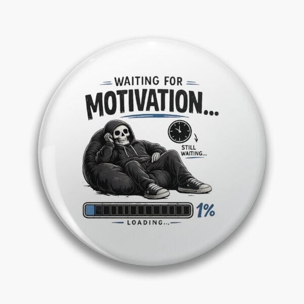 Item preview, Funny Waiting for Motivation T-Shirt | Lazy Mood Meme | Procrastination Humor | Relatable Aesthetic Skull Design designed and sold by LOLKart.