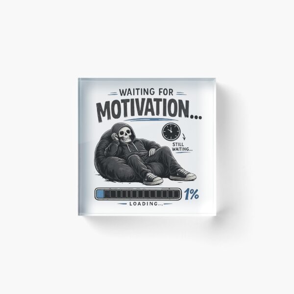 Item preview, Funny Waiting for Motivation T-Shirt | Lazy Mood Meme | Procrastination Humor | Relatable Aesthetic Skull Design designed and sold by LOLKart.