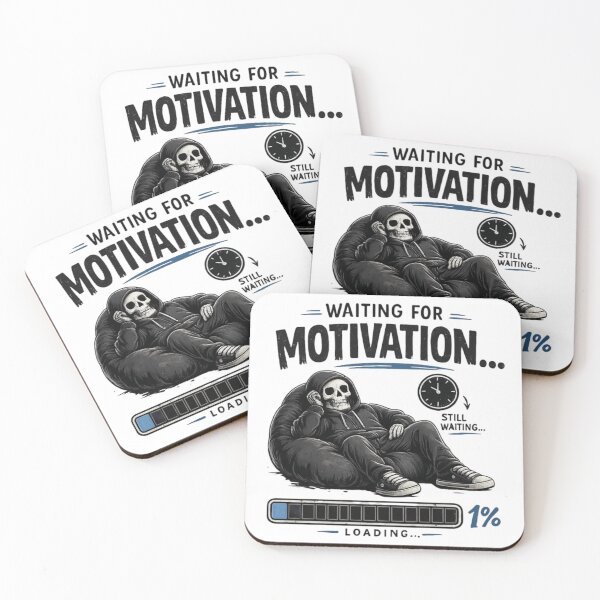 Item preview, Funny Waiting for Motivation T-Shirt | Lazy Mood Meme | Procrastination Humor | Relatable Aesthetic Skull Design designed and sold by LOLKart.