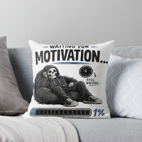 Item preview, Funny Waiting for Motivation T-Shirt | Lazy Mood Meme | Procrastination Humor | Relatable Aesthetic Skull Design designed and sold by LOLKart.