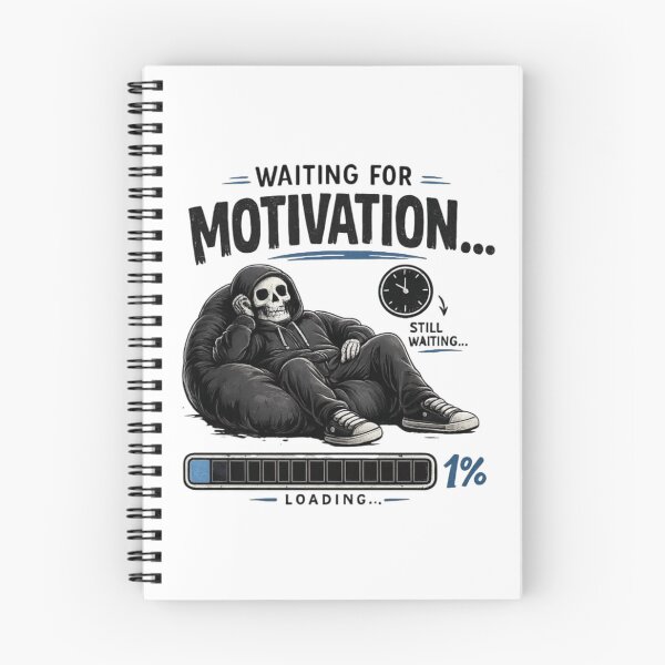 Item preview, Funny Waiting for Motivation T-Shirt | Lazy Mood Meme | Procrastination Humor | Relatable Aesthetic Skull Design designed and sold by LOLKart.