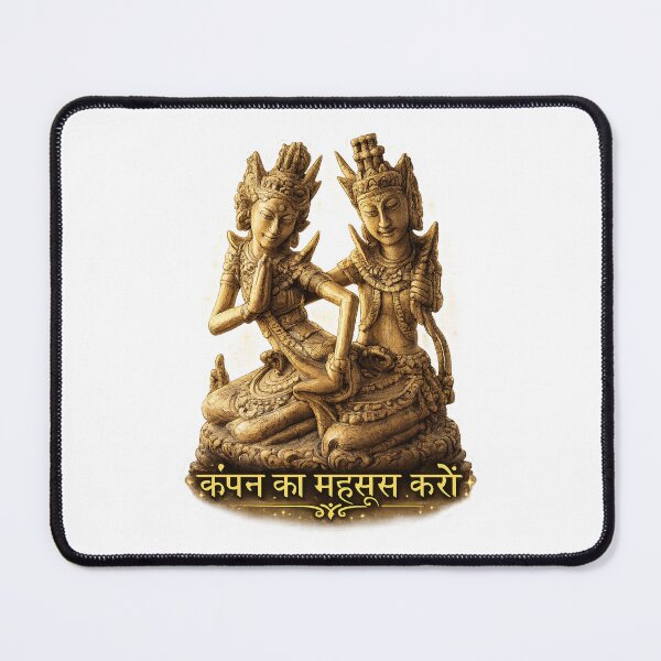 Item preview, Spiritual Meditation Statue Hindi Quote Vibration Art T-Shirt designed and sold by FEEL GOOD CLUB DESIGNS.