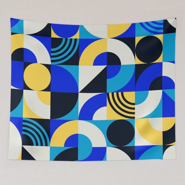 Item preview, Mid-Century Modern Bauhaus Geometric Blue And Yellow Pattern designed and sold by DEC02.