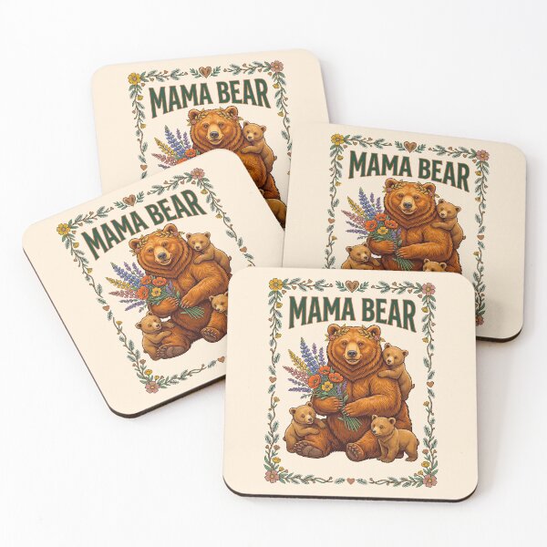 Item preview, Bear Cradling Cubs Floral Border   designed and sold by TeeARTHY.