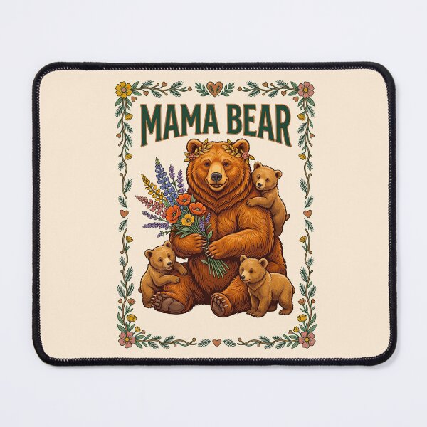 Item preview, Bear Cradling Cubs Floral Border   designed and sold by TeeARTHY.