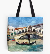 Colorful Venice Canal Grande Aquarelle Painting Tote Bag