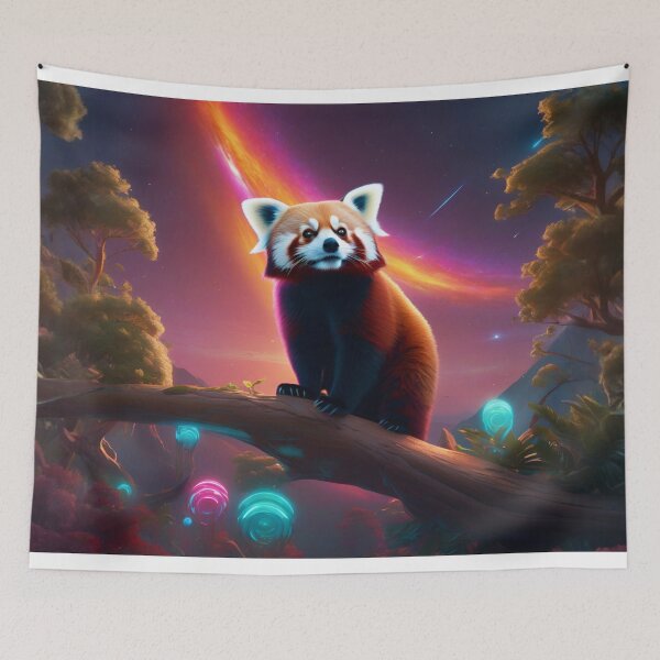 Item preview, Majestic Red Panda on Branch Under Aurora Sky designed and sold by CASASIS_MERCH.