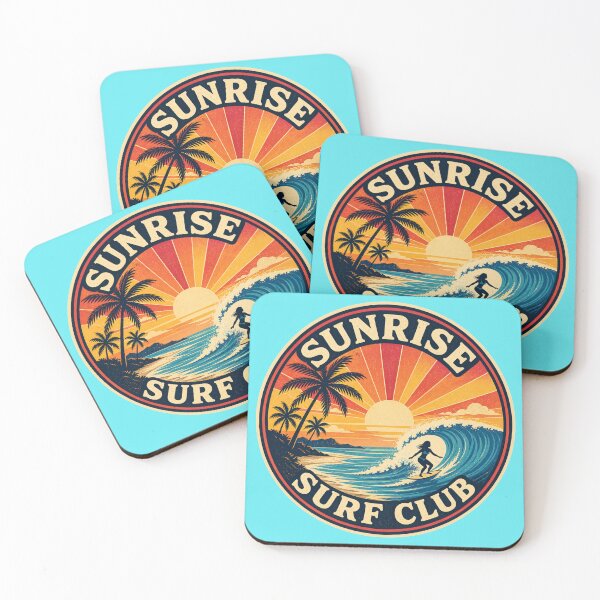 Item preview, Sunrise Surf Club, Retro Coastal Surf Badge Design designed and sold by shorethings.