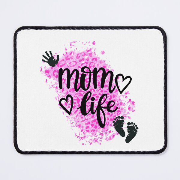 Item preview, Mom Life with Hand & Footprints & Pink Leopard Print Background designed and sold by jeweleddesigns.