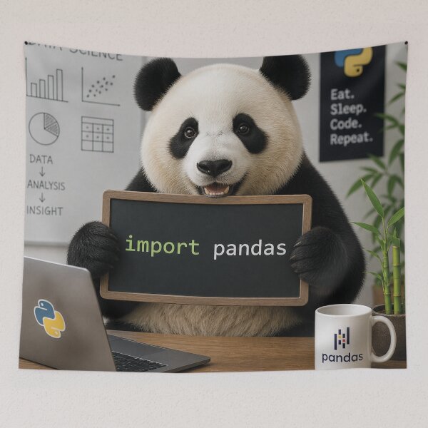 Item preview, Import Pandas – Funny Python Data Science Coding Design designed and sold by MerlinWear.