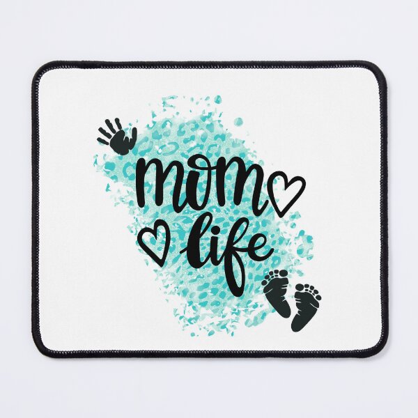 Item preview, Mom Life with Hand & Footprints & Teal Leopard Print Background designed and sold by jeweleddesigns.