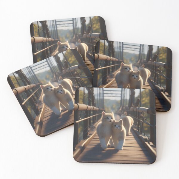 Item preview, Two Fluffy Kittens Walking Together on Bridge designed and sold by CASASIS_MERCH.